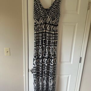 INC International Concepts Black and White Patterned Maxi Dress